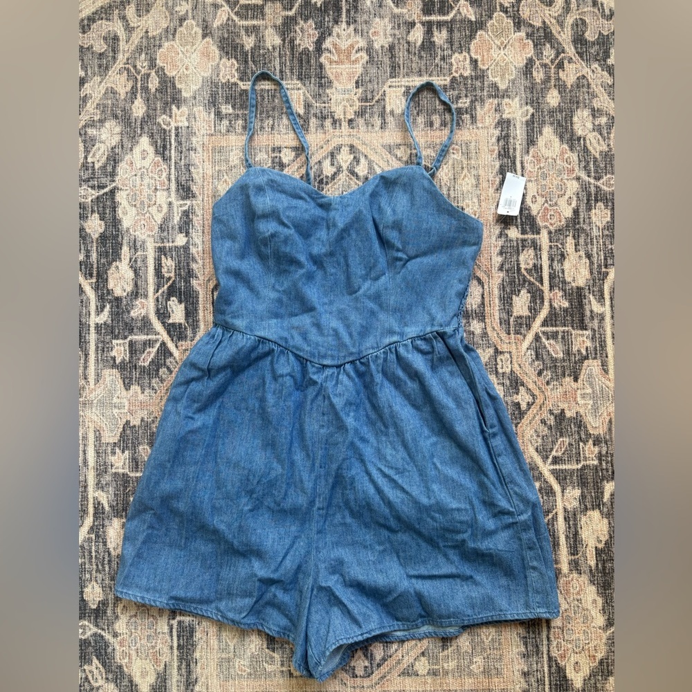 Women’s Blue Denim One-Piece Romper